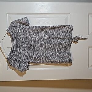 LOFT Short Sleeve Knit Lounge Top Black White Stretch Shirt Size XS